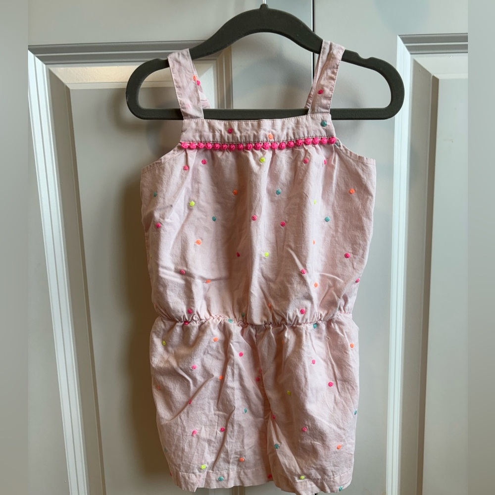 Cotton shorts romper. Colorful embroided design. Size 3T.